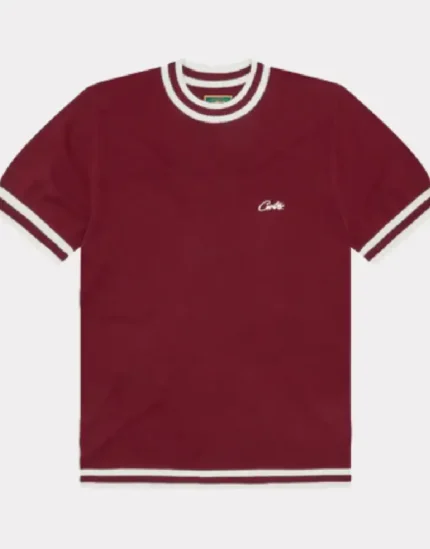 Corteiz Deala Knit T Shirt Burgundy (1)