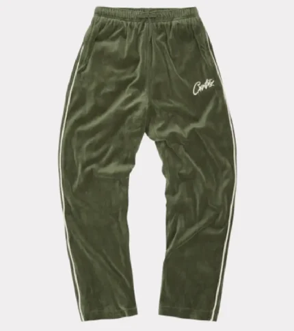 Pantalon de Survêtement Corteiz VVS En Velours Vert (1)