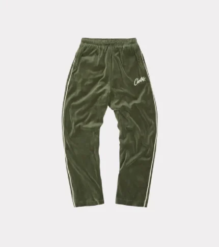 Pantalon de Survêtement Corteiz VVS En Velours Vert (2)